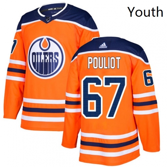 Youth Adidas Edmonton Oilers 67 Benoit Pouliot Authentic Orange Home NHL Jersey